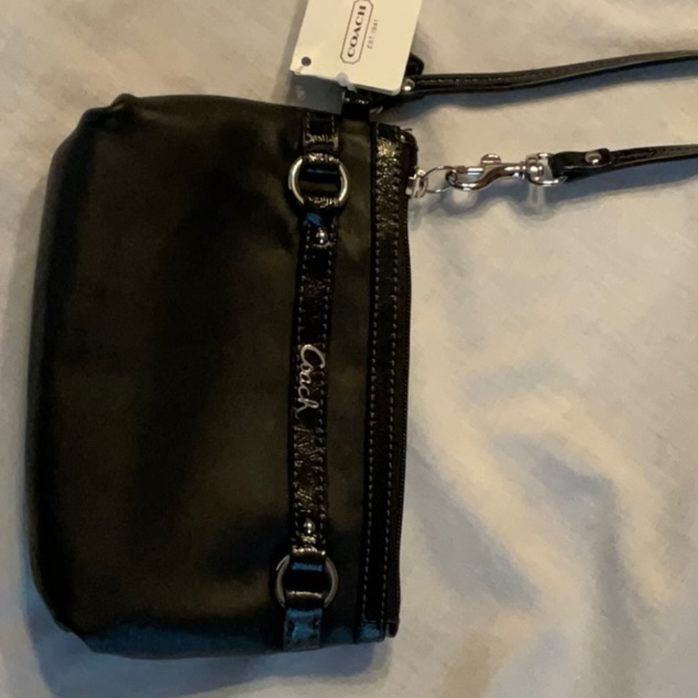 Coach Black Wristlet with Silver Hardware